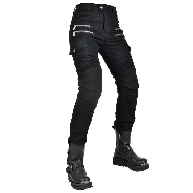 New Double Zipper Metal Style Motocross Moto Trousers Men For Woman Outdoor Riding Jeans With Protective Gear Motorcycle Pants New Double Zipper Metal Style Motocross Moto Trousers Men For Woman Outdoor Riding Jeans With Protective Gear Motorcycle Pants