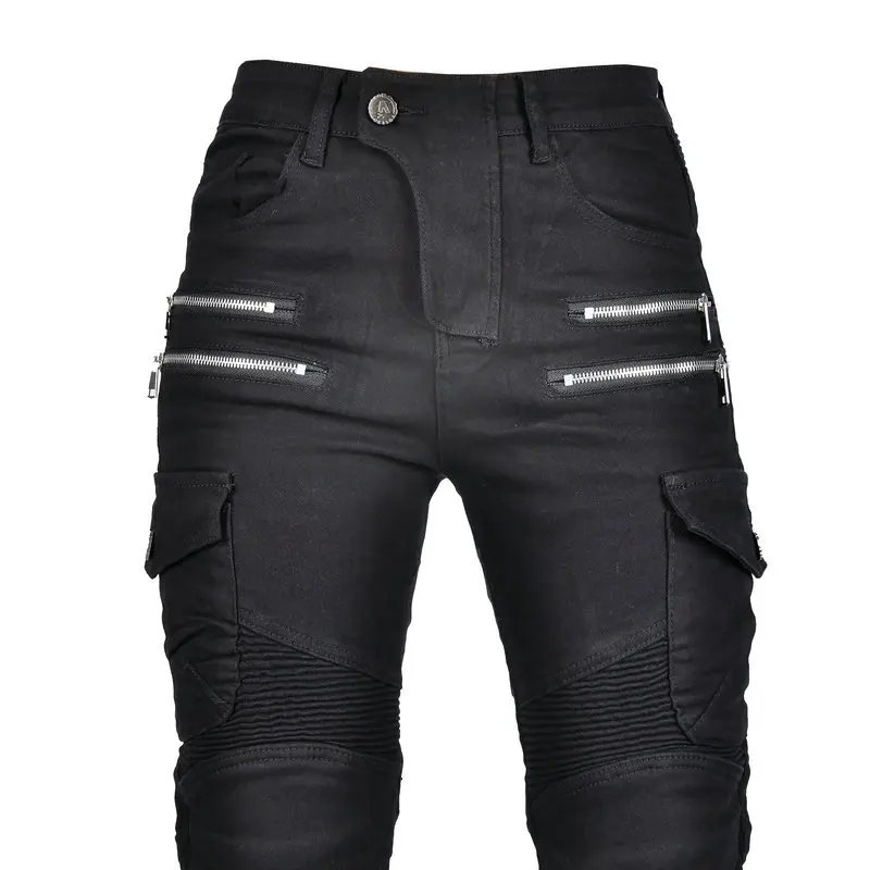 New Double Zipper Metal Style Motocross Moto Trousers Men For Woman Outdoor Riding Jeans With Protective Gear Motorcycle Pants New Double Zipper Metal Style Motocross Moto Trousers Men For Woman Outdoor Riding Jeans With Protective Gear Motorcycle Pants
