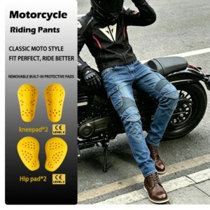Motorcycle Riding Pants, Unisex, Knee Protector, Anti-fall & Windproof, With Armor Pads, Off-road & Street Bike Protective Pants