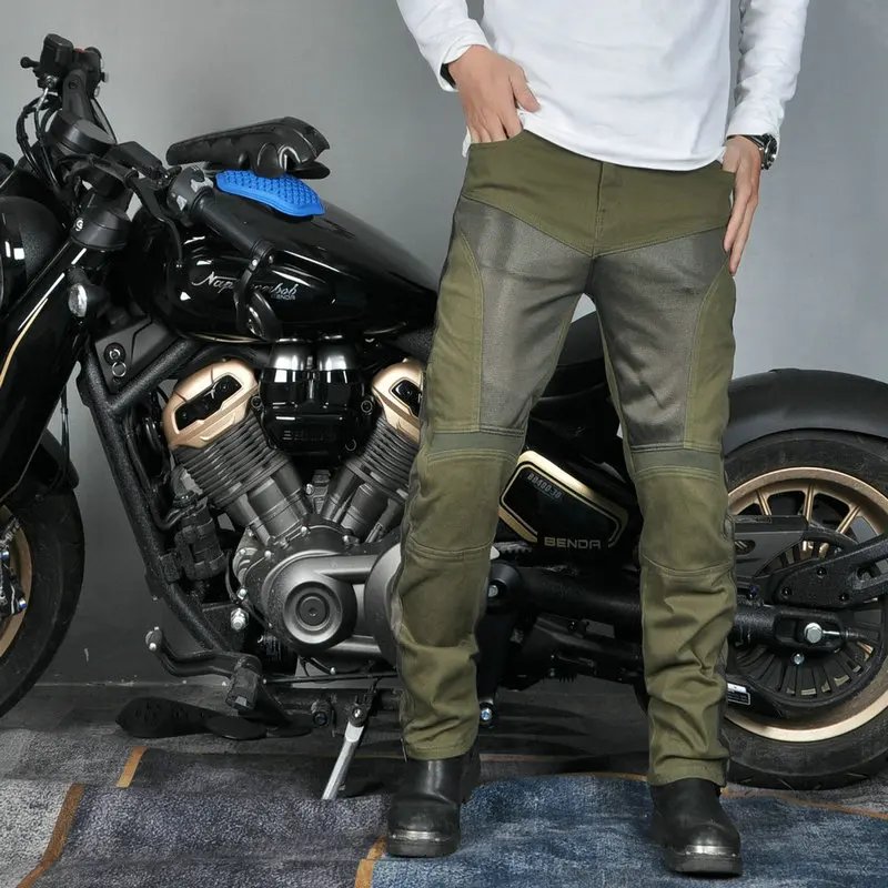 Summer Riding Motorcycle Pants Riding Jeans Breathable Stretchy Slim Fit Anti-fall Motorcycle Rider Pants With Protection Gear