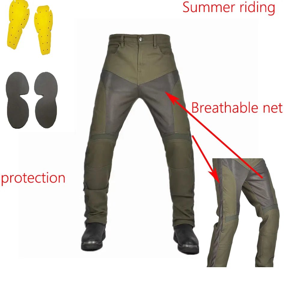 Summer Riding Motorcycle Pants Riding Jeans Breathable Stretchy Slim Fit Anti-fall Motorcycle Rider Pants With Protection Gear