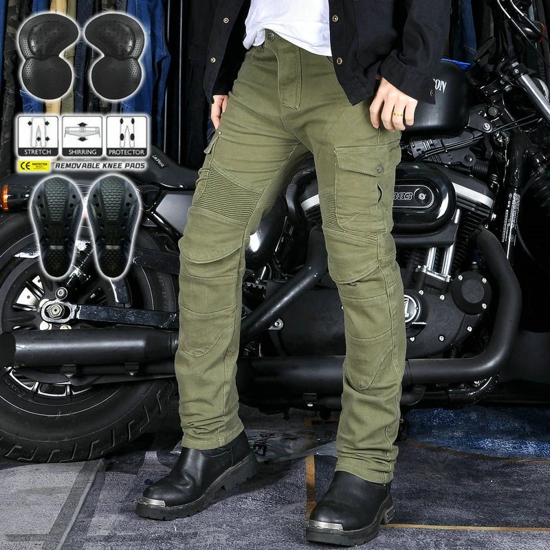 CE Armored Upgrade Motorcycle Riding Pants Motorbike Riding Denim Jeans Dual Sport Versatile Stretch Trousers with Knee Hip Pads