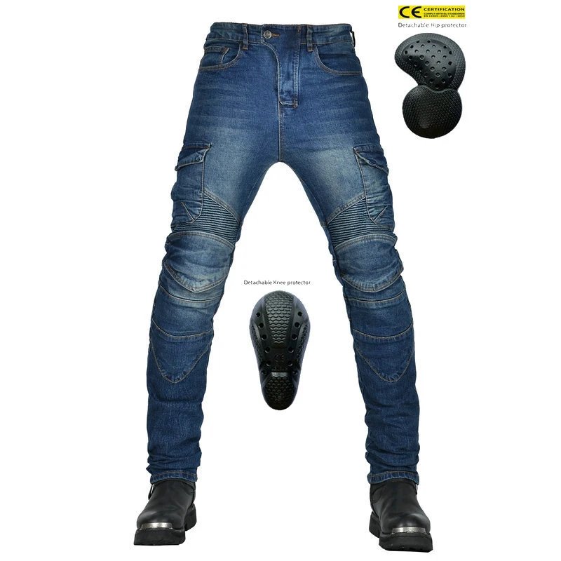 CE Armored Upgrade Motorcycle Riding Pants Motorbike Riding Denim Jeans Dual Sport Versatile Stretch Trousers with Knee Hip Pads