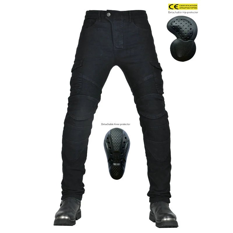 CE Armored Upgrade Motorcycle Riding Pants Motorbike Riding Denim Jeans Dual Sport Versatile Stretch Trousers with Knee Hip Pads