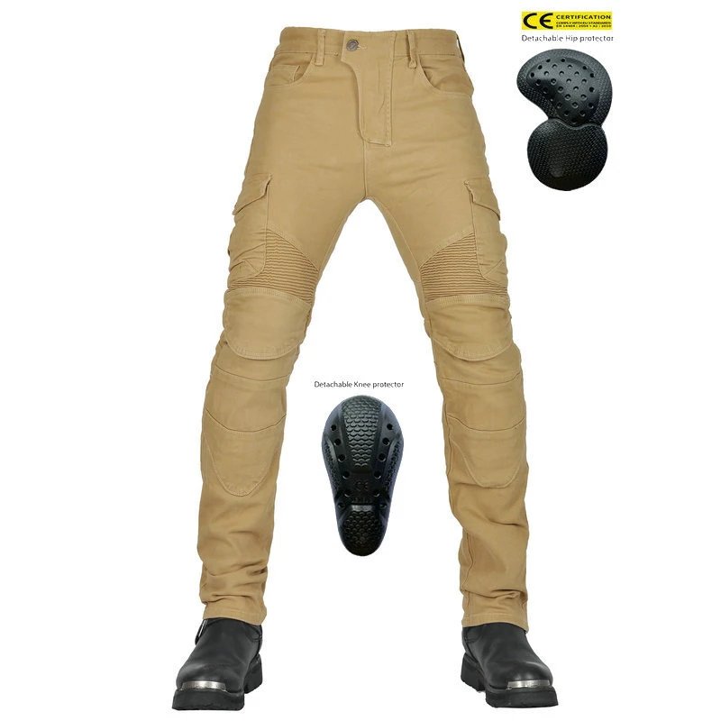 CE Armored Upgrade Motorcycle Riding Pants Motorbike Riding Denim Jeans Dual Sport Versatile Stretch Trousers with Knee Hip Pads