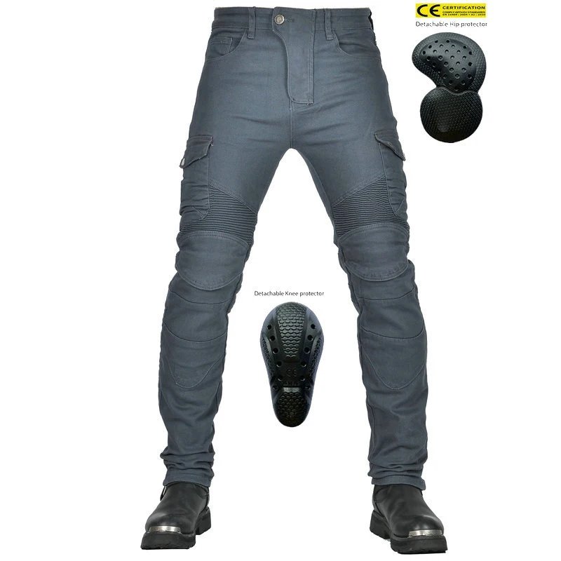CE Armored Upgrade Motorcycle Riding Pants Motorbike Riding Denim Jeans Dual Sport Versatile Stretch Trousers with Knee Hip Pads