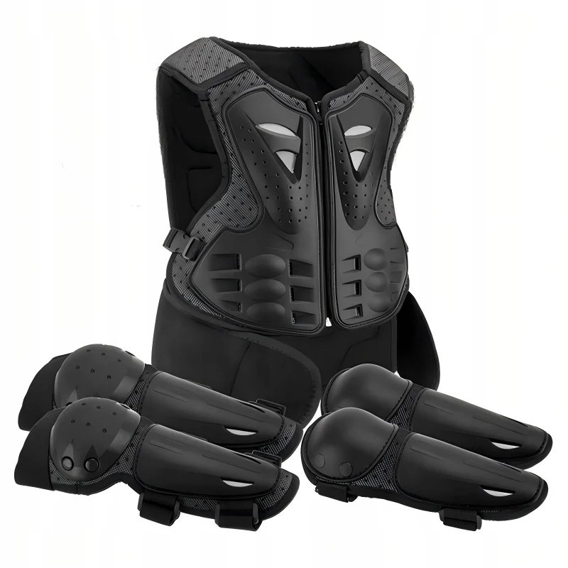 Kids Motorcycle Body Armor Set, Children Protective Gear Vest with Knee & Elbow Pads for 5-13 Years Outdoor Sports