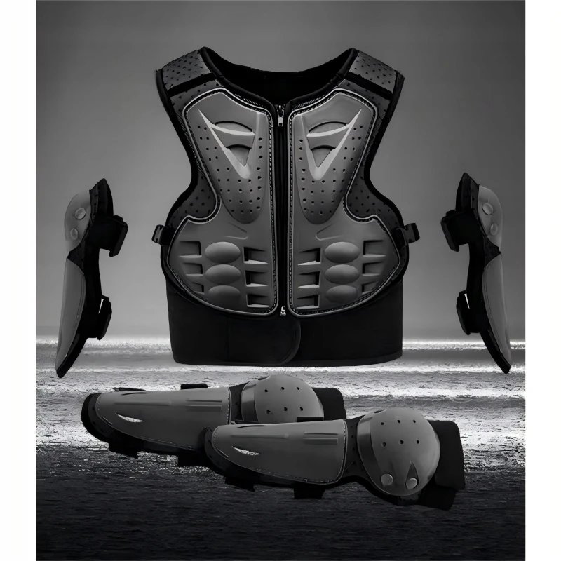 Kids Motorcycle Body Armor Set, Children Protective Gear Vest with Knee & Elbow Pads for 5-13 Years Outdoor Sports