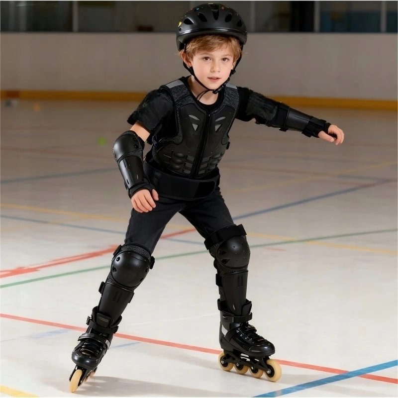 Kids Motorcycle Body Armor Set, Children Protective Gear Vest with Knee & Elbow Pads for 5-13 Years Outdoor Sports