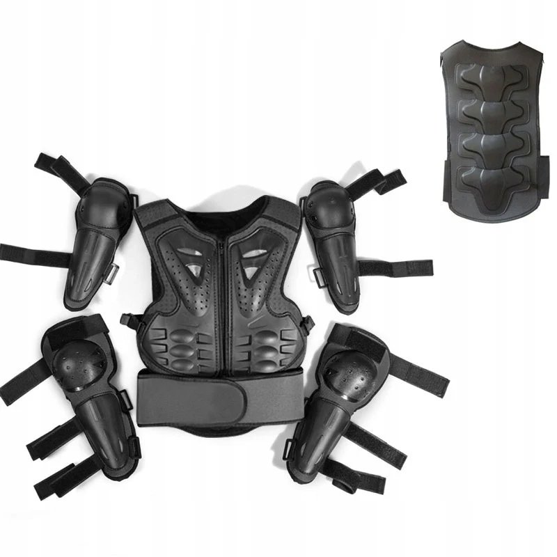 Kids Motorcycle Body Armor Set, Children Protective Gear Vest with Knee & Elbow Pads for 5-13 Years Outdoor Sports
