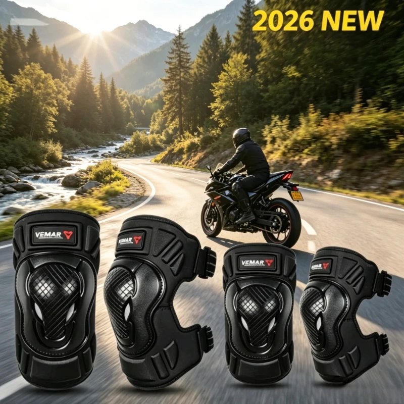 2026 NEW Men Women 4Pcs Motorcycle Armor Set Knee Elbow Pads Anti Fall Windproof Breathable Riding Protective Gear for Motorbike