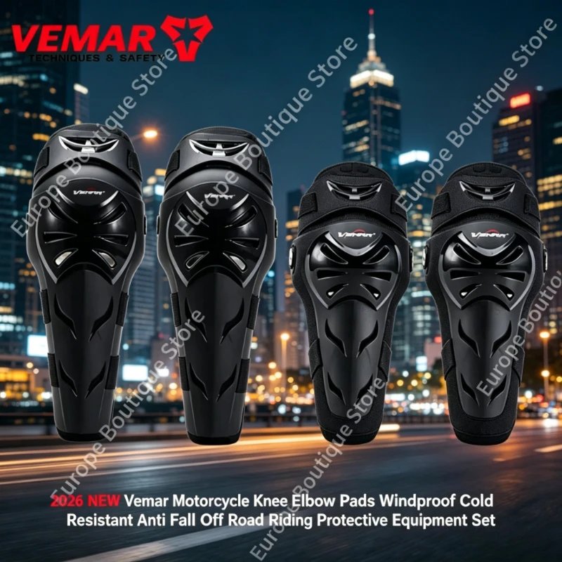 2026 NEW Vemar Windproof Cold Resistant Motorcycle Knee Elbow Pads Anti Fall Off Road Riding Protective Equipment Set