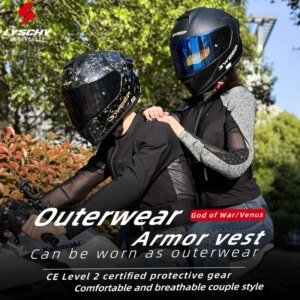 LYSCHY Motorcycle Soft Armor Jacket Men Women Summer Breathable Motocross Jacket with 7Pcs of Protective Gear Moto Riding Jacket