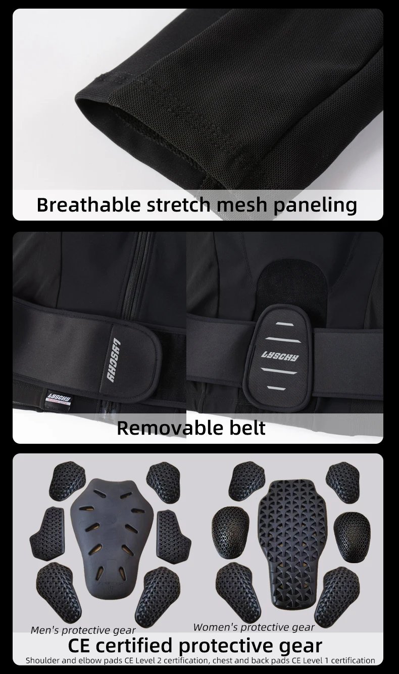 LYSCHY Motorcycle Soft Armor Jacket Men Women Summer Breathable Motocross Jacket with 7Pcs of Protective Gear Moto Riding Jacket LYSCHY Motorcycle Soft Armor Jacket Men Women Summer Breathable Motocross Jacket with 7Pcs of Protective Gear Moto Riding Jacket