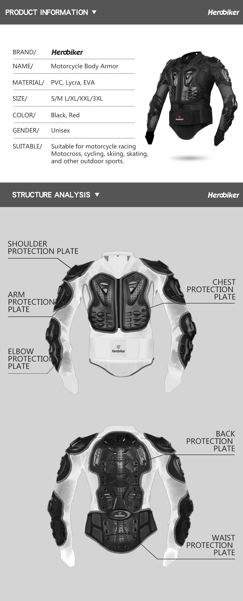 Men's Motorcycle Armor Motorcycle Jackets Motorcycle Body Armor Moto Protection Moto Motocross Racing Body Protector Jackets