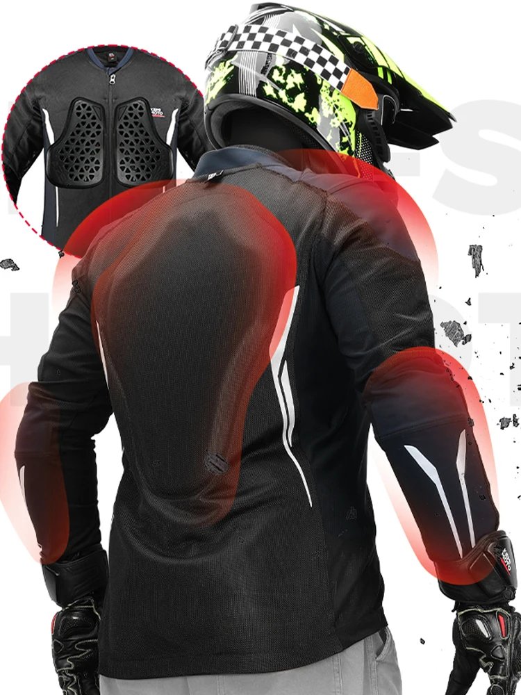 Motorcycle Armor Jacket Unisex Summer Riding with 7Pcs Set CE Protective Gear Soft Breathable Mesh Top Body Protector Equipment
