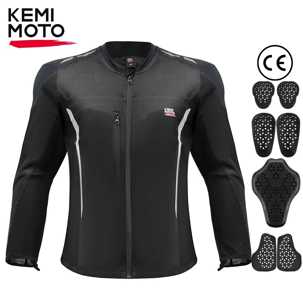 Motorcycle Armor Jacket Unisex Summer Riding with 7Pcs Set CE Protective Gear Soft Breathable Mesh Top Body Protector Equipment