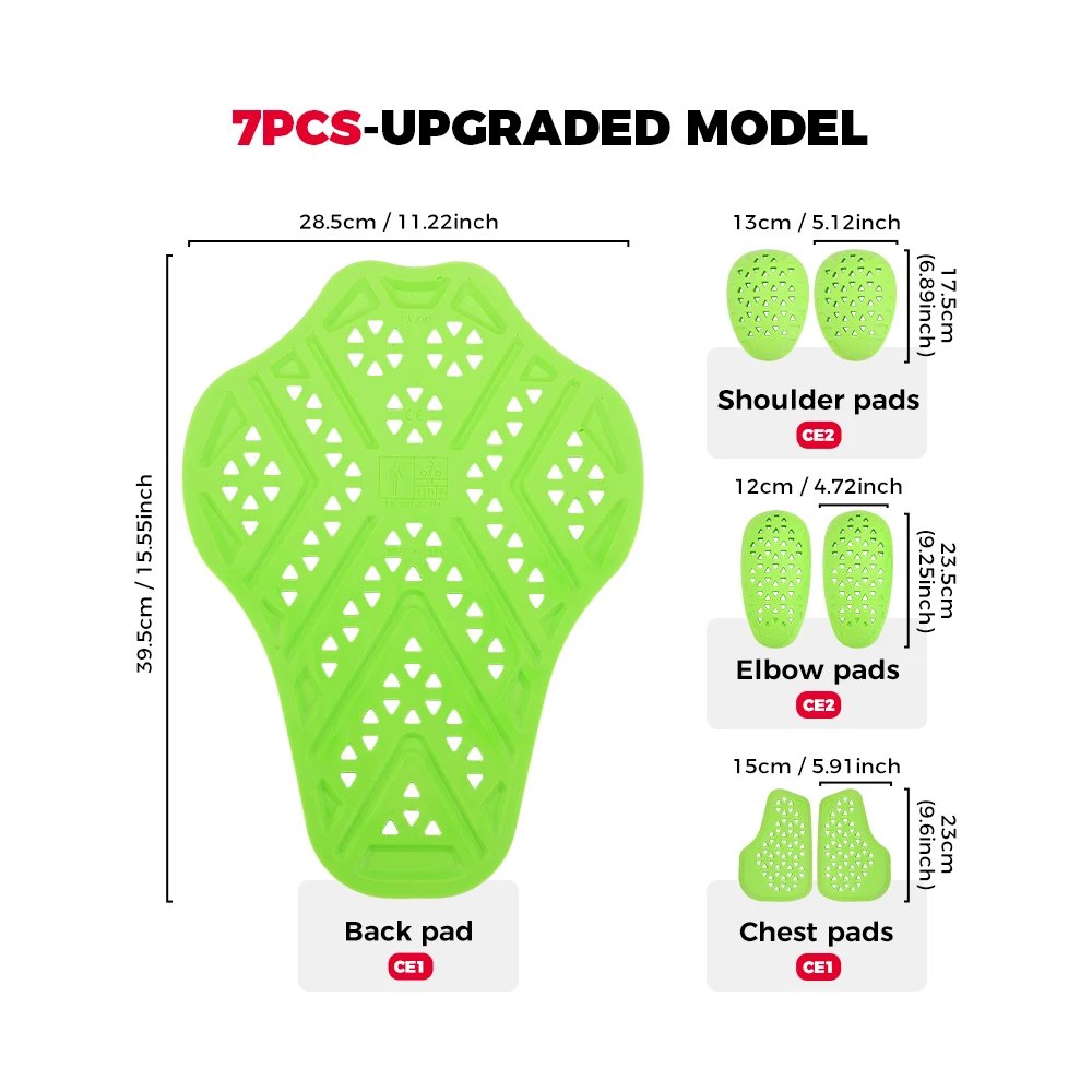 Motorcycle Riding CE Protective Guards 7Pcs Set Build-in Jackets Back Armor Elbow Pads Security Certification Outdoor Sports