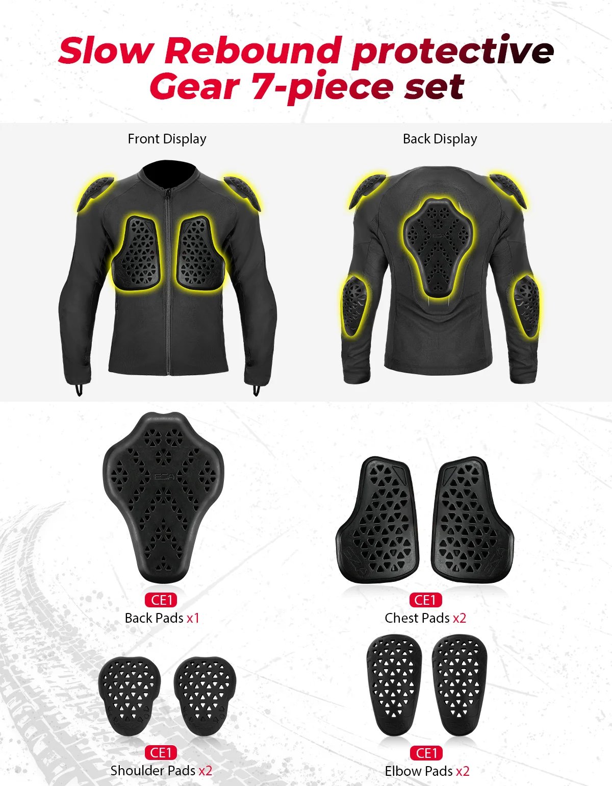 Motorcycle Armor Summer Jacket Breathable Mesh with 7PCS CE Protective Gear for Men Women Motocross UTV ATV Equipments