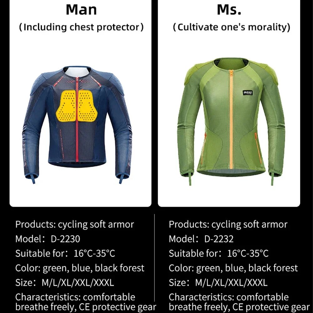 Motorcycle Clothing Armor Summer Men Women for Outdoor Riding CE Protective Gear Soft Sportswear Racing Equipment Body Protector