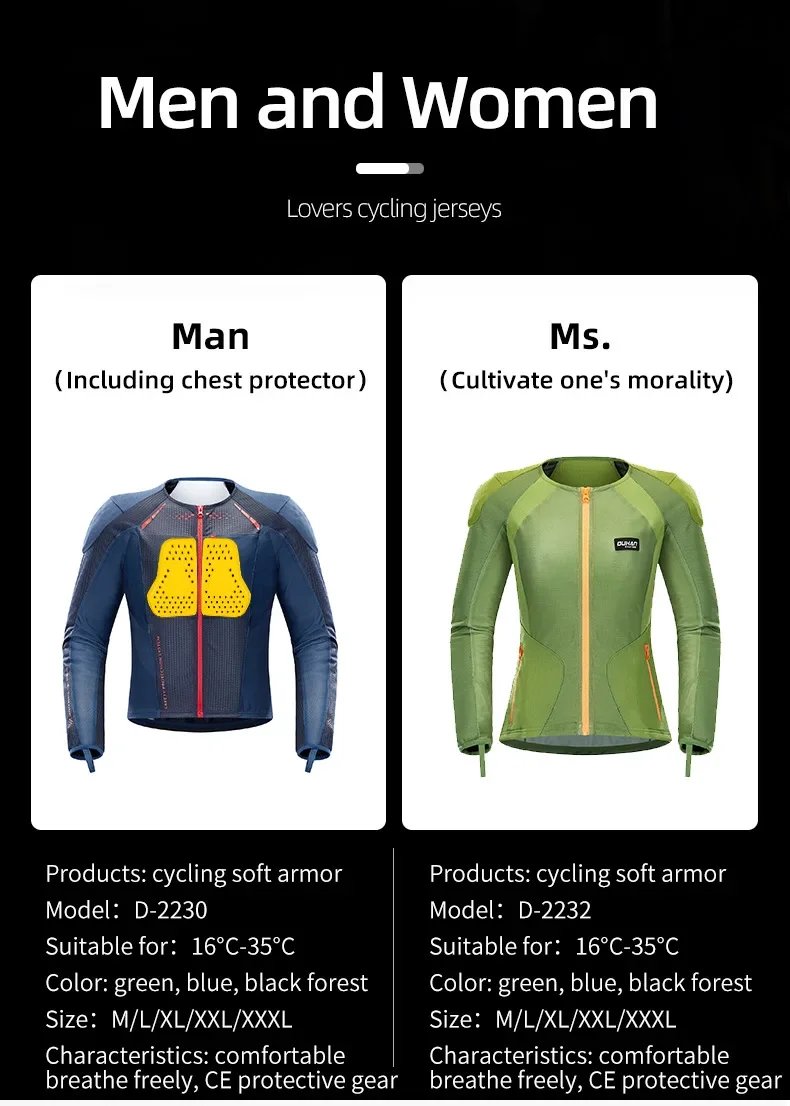 Motorcycle Clothing Armor Summer Men Women for Outdoor Riding CE Protective Gear Soft Sportswear Racing Equipment Body Protector
