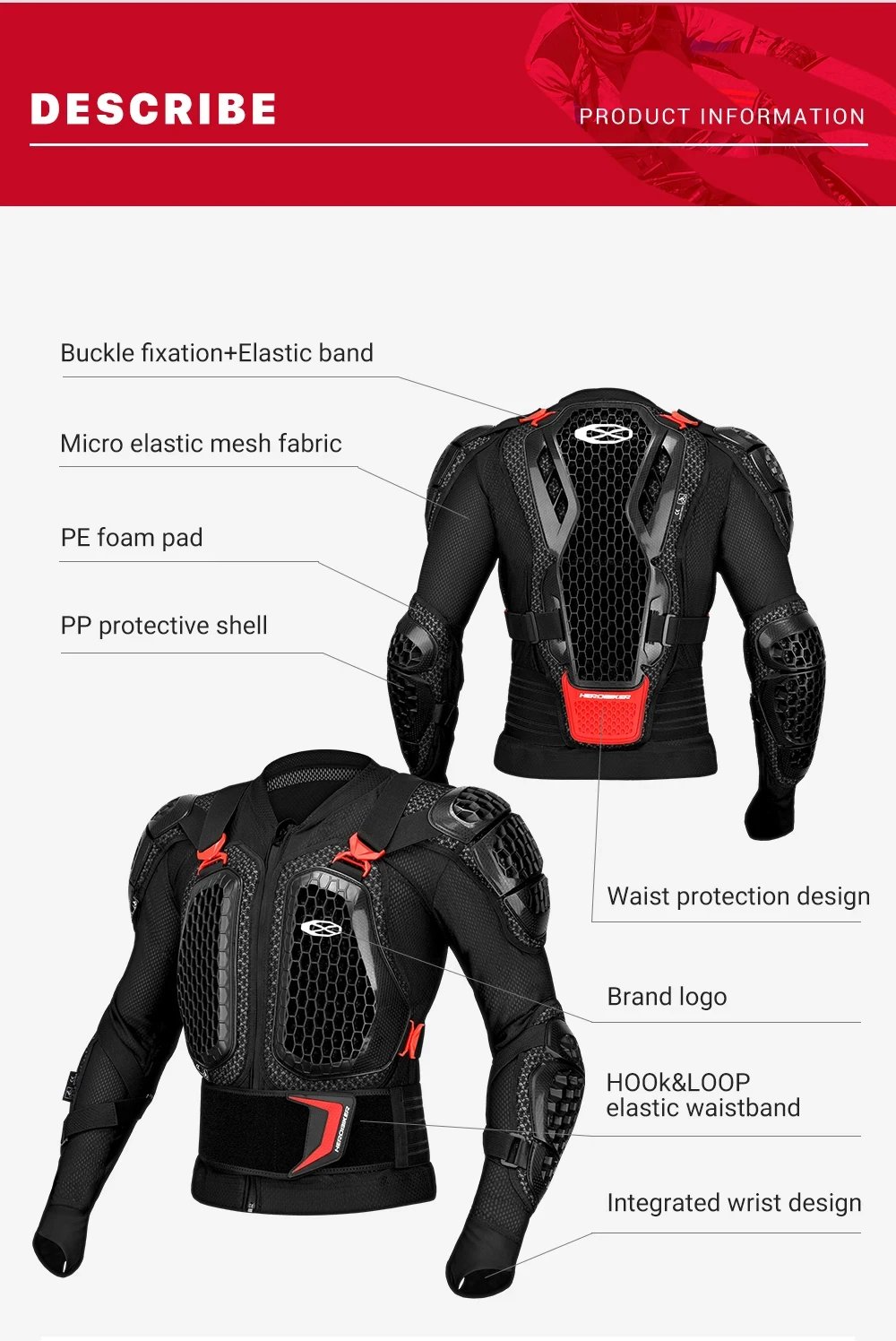 Off-road Motorcycle Armor With Anti Fall Chest And Back Protection Breathable And Wear-resistant Motorcycle Jacket Pants
