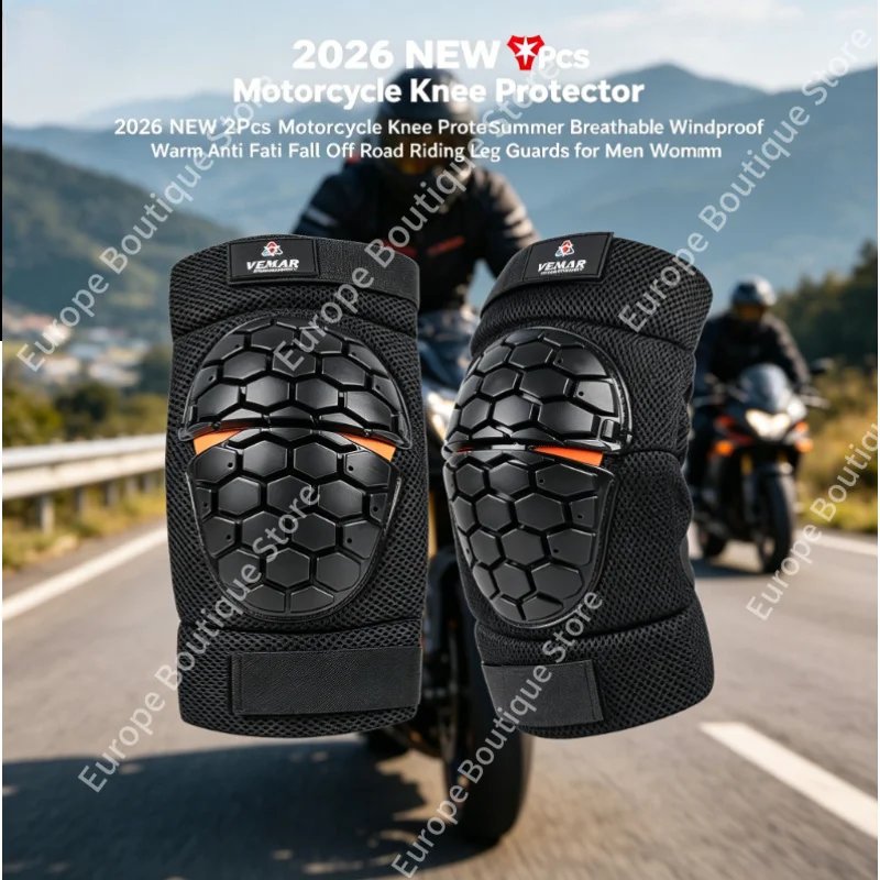 2026 NEW 2Pcs Motorcycle Knee Protector Summer Breathable Windproof Warm Anti Fall Off Road Riding Leg Guards for Men Women