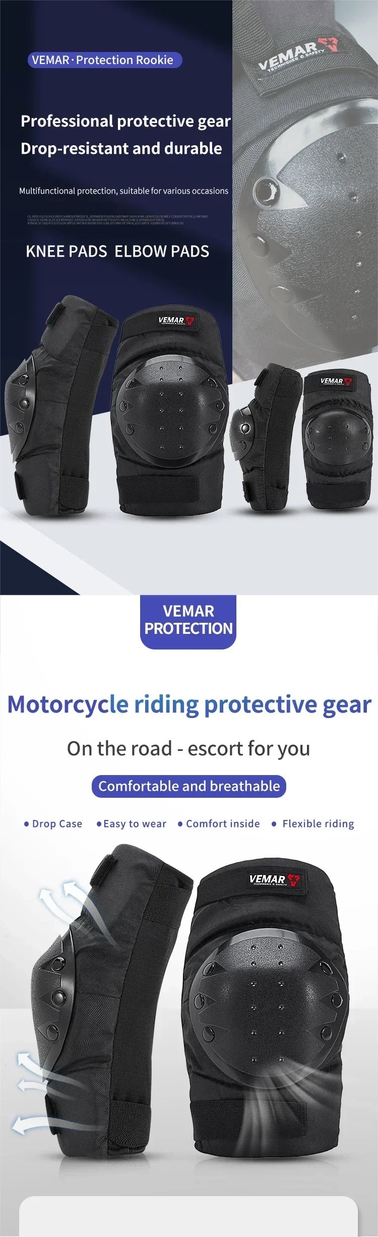 2026 NEW 4Pcs Short Style Motorcycle Armor Knee Elbow Pads Anti Fall Off Road Riding Protective Gear for Men Women Motocross