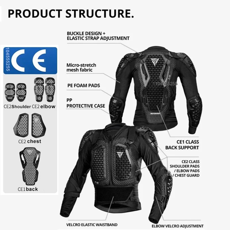 New Motorcycle Jackets Men Women Full Body Armor Protection Jackets Motocross Enduro Racing Dirt Bike Moto Protective Equipment