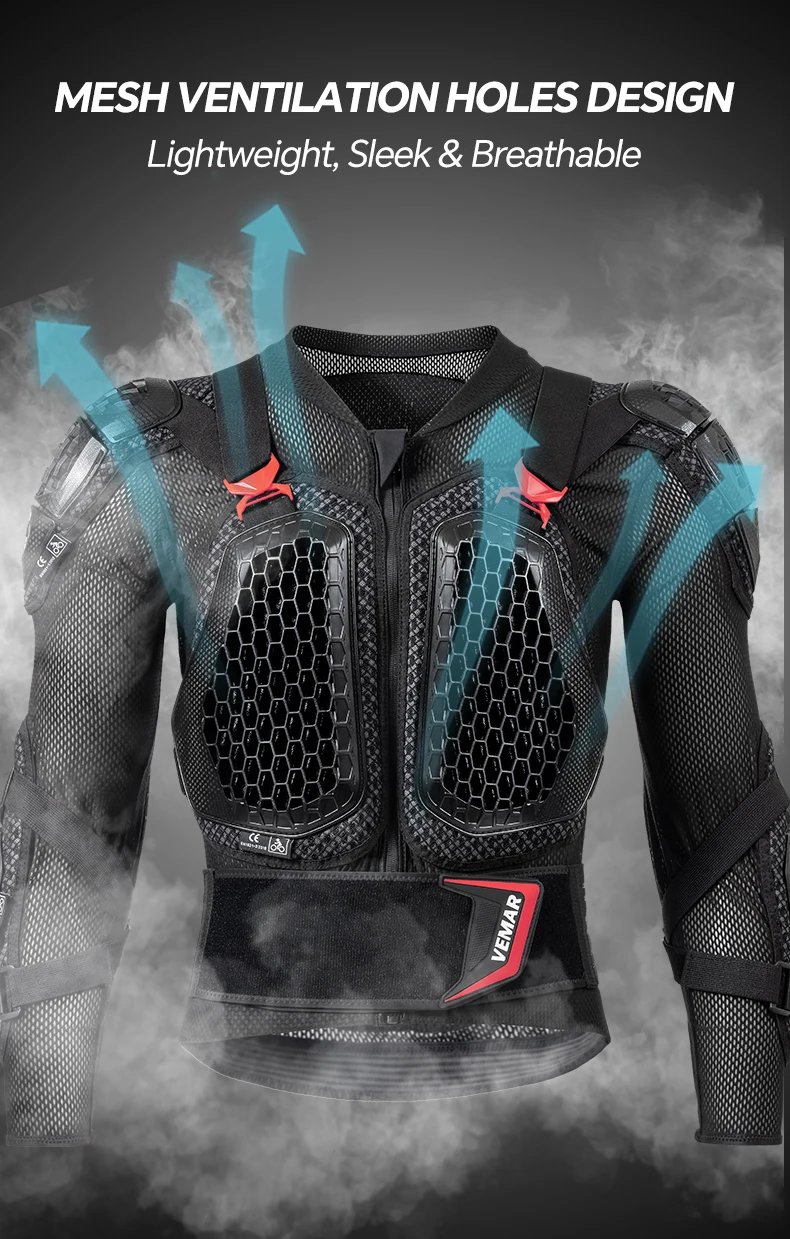 CE Certified Motorcycle Armor Jacket Anti-Impact Anti-fall Body Armor Jacket DH MTB Off-road Motocross Protective Gears S-5XL