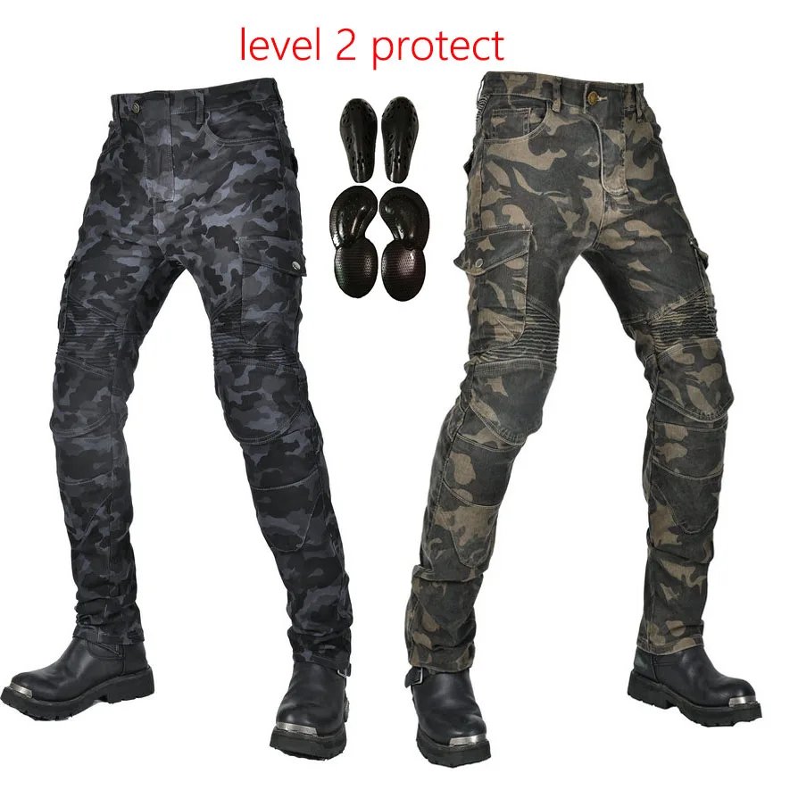 Motorcycle Pants Camo Jeans Motocross Motoride Stretch Racing Wearable Trousers For Men Outdoor Riding Equipment Protective Gear
