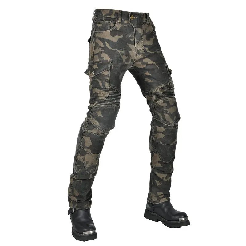 Motorcycle Pants Camo Jeans Motocross Motoride Stretch Racing Wearable Trousers For Men Outdoor Riding Equipment Protective Gear