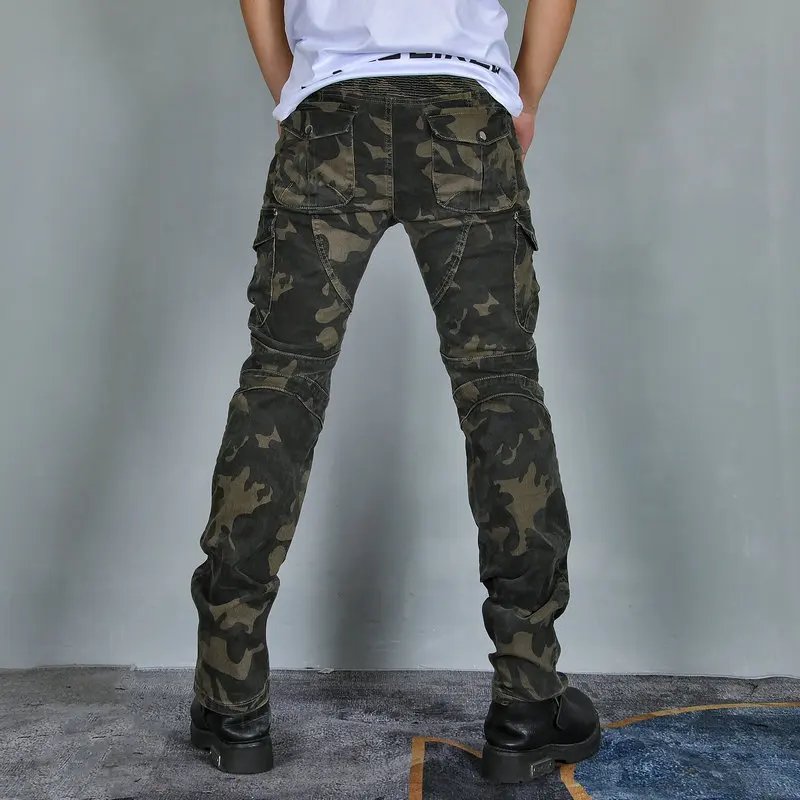 Motorcycle Pants Camo Jeans Motocross Motoride Stretch Racing Wearable Trousers For Men Outdoor Riding Equipment Protective Gear