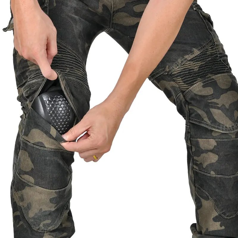 Motorcycle Pants Camo Jeans Motocross Motoride Stretch Racing Wearable Trousers For Men Outdoor Riding Equipment Protective Gear