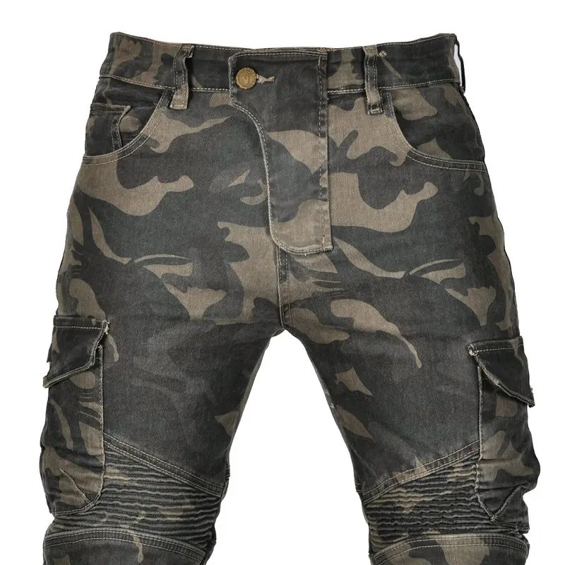 Motorcycle Pants Camo Jeans Motocross Motoride Stretch Racing Wearable Trousers For Men Outdoor Riding Equipment Protective Gear