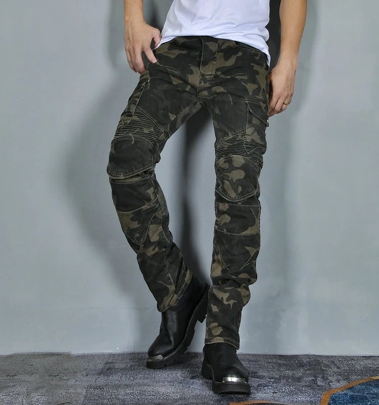 Motorcycle Pants Camo Jeans Motocross Motoride Stretch Racing Wearable Trousers For Men Outdoor Riding Equipment Protective Gear