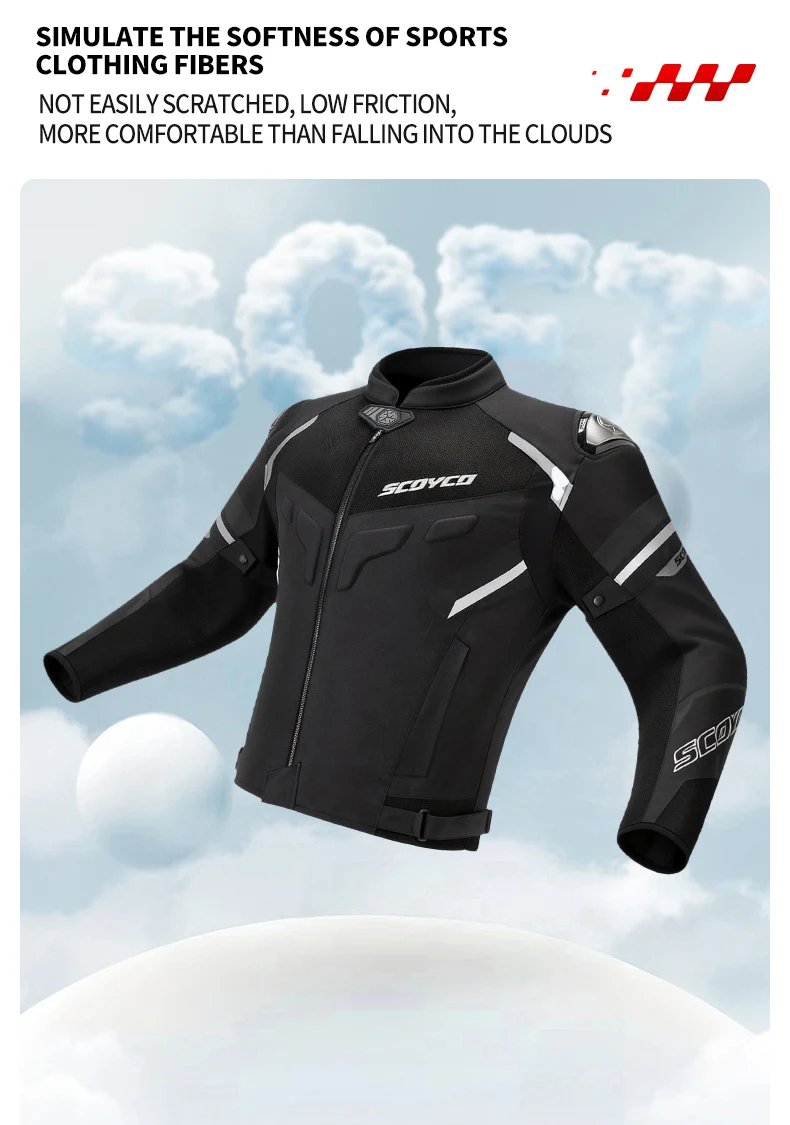 SCOYCO Motorcycle Jacket Wear-resistant Windproof Motorbike Rider Jacket Men Women CE Level Protection Anti-fall Racing Clothing