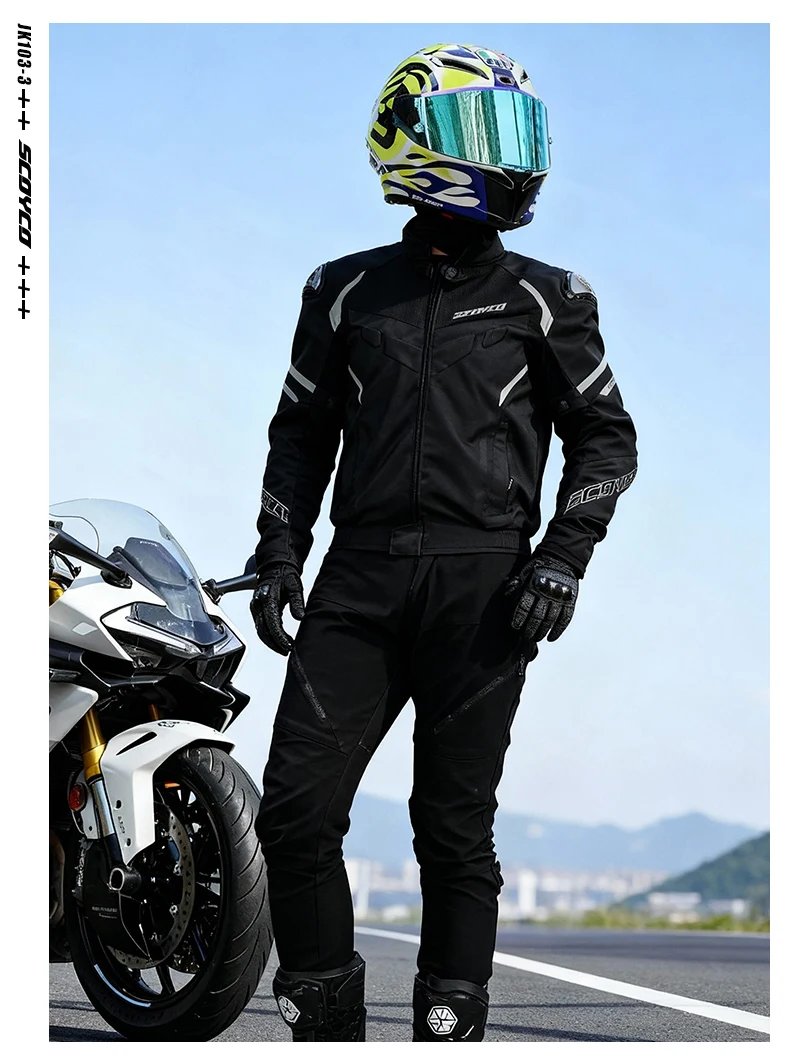 SCOYCO Motorcycle Jacket Wear-resistant Windproof Motorbike Rider Jacket Men Women CE Level Protection Anti-fall Racing Clothing