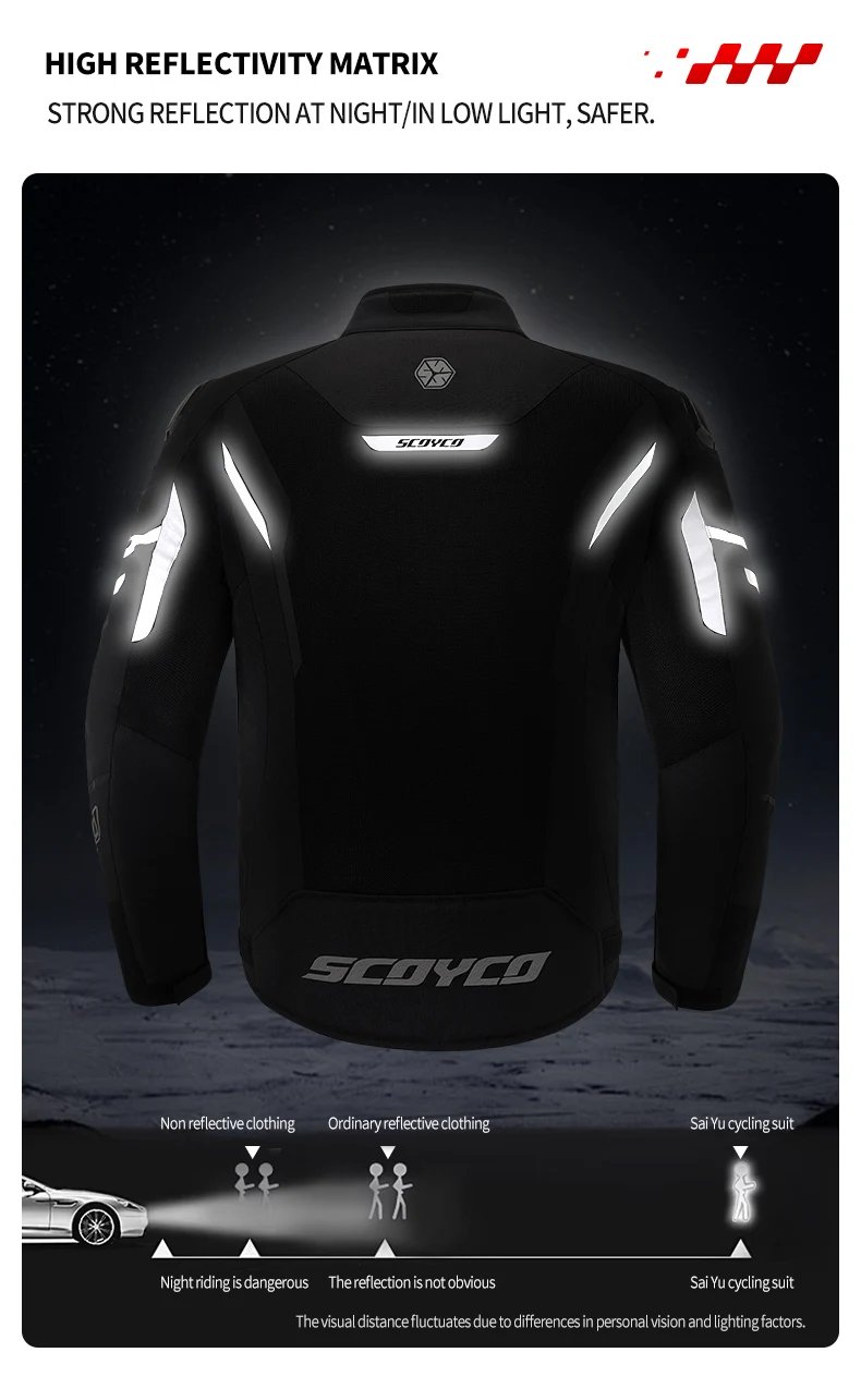 SCOYCO Motorcycle Jacket Wear-resistant Windproof Motorbike Rider Jacket Men Women CE Level Protection Anti-fall Racing Clothing
