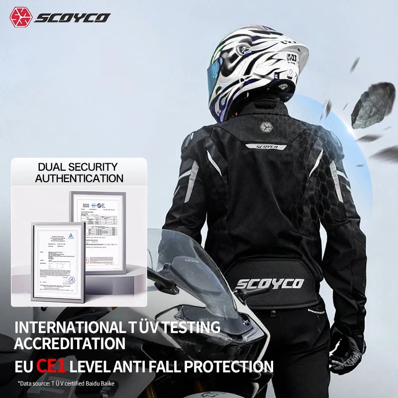 SCOYCO Motorcycle Jacket Wear-resistant Windproof Motorbike Rider Jacket Men Women CE Level Protection Anti-fall Racing Clothing