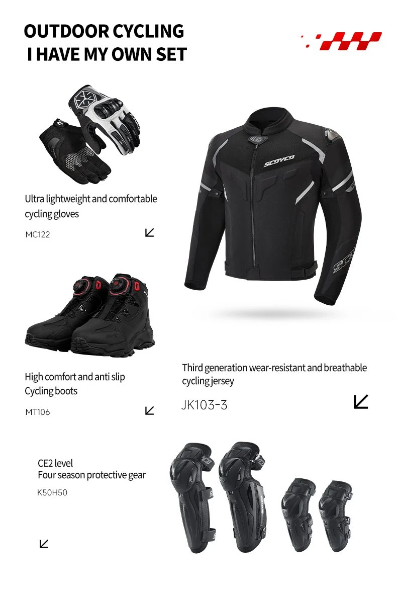 SCOYCO Motorcycle Jacket Wear-resistant Windproof Motorbike Rider Jacket Men Women CE Level Protection Anti-fall Racing Clothing