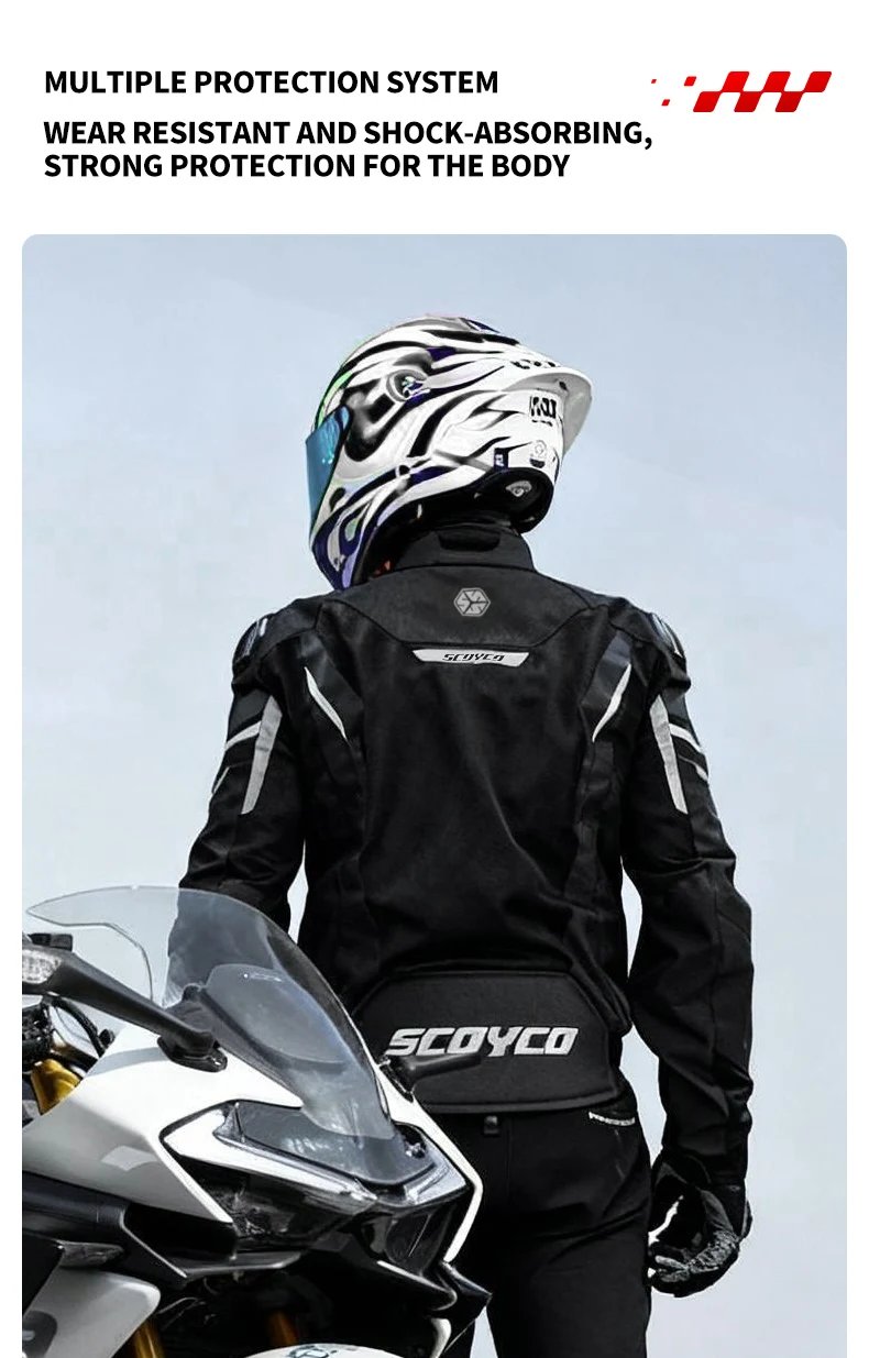 SCOYCO Motorcycle Jacket Wear-resistant Windproof Motorbike Rider Jacket Men Women CE Level Protection Anti-fall Racing Clothing
