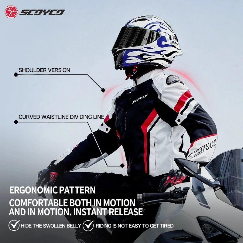 SCOYCO Motorcycle Jacket Wear-resistant Windproof Motorbike Rider Jacket Men Women CE Level Protection Anti-fall Racing Clothing
