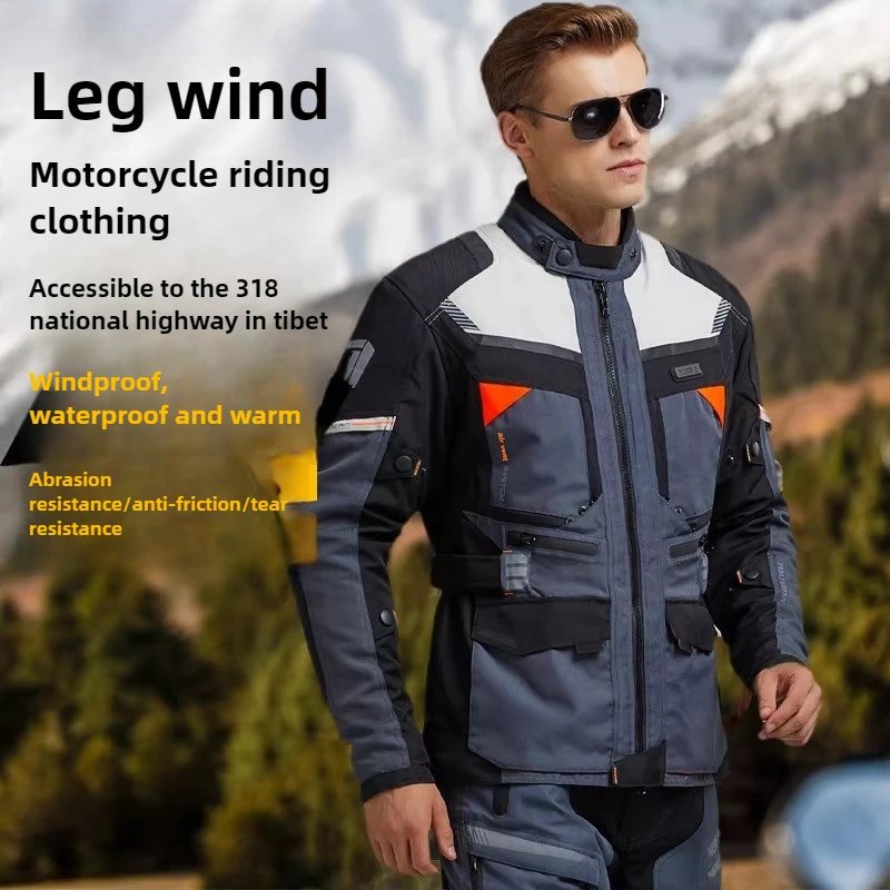 Motocross Riding Clothes Autumn Winter Warm Waterproof Motorcycle Jacket Pants Men CE Anti-fall Off Road Jacket Rally Suit