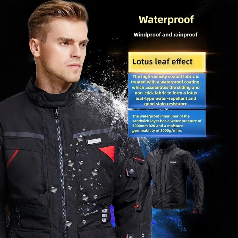 Motocross Riding Clothes Autumn Winter Warm Waterproof Motorcycle Jacket Pants Men CE Anti-fall Off Road Jacket Rally Suit