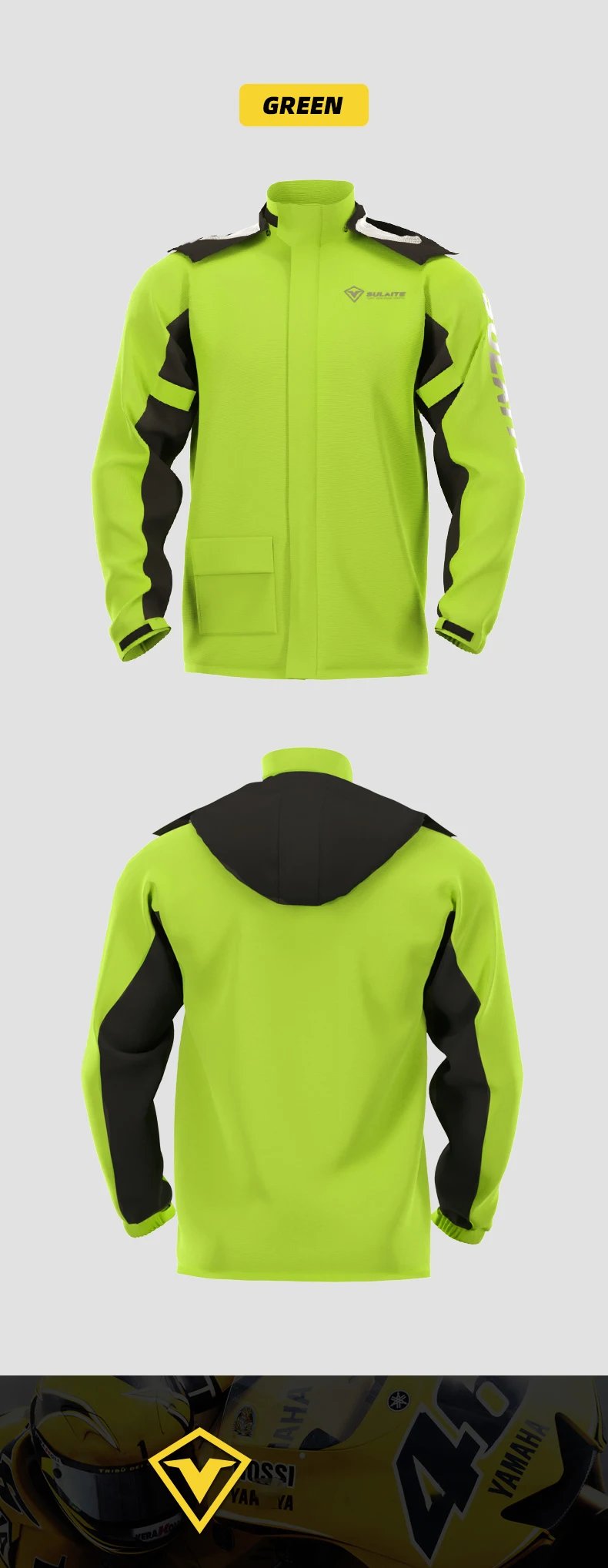 SULAITE Motorcycle Raincoat Men Split Capa De Chuva Motoqueiro Waterproof Motorbike Rain Coat Chubasquero Moto Clothing