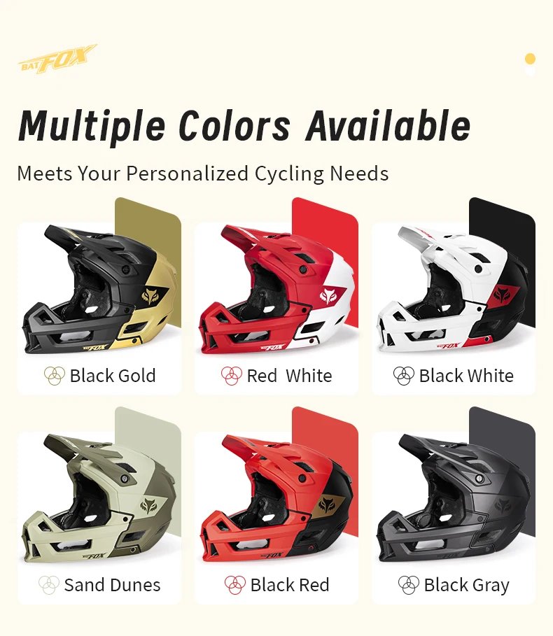 BATFOX Full-Face Enduro Helmet Downhill BMX Full Face Helmet Ultra-Light Airy Safety Certified for Man Women MTB Bike Helmet
