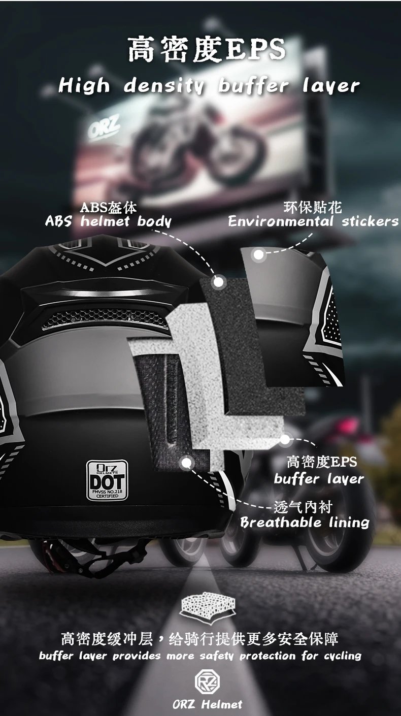 ORZ Modular Flip Up Motorcycle Helmet DOT Approved Dual Lens Motorbike Helmet for Men Women