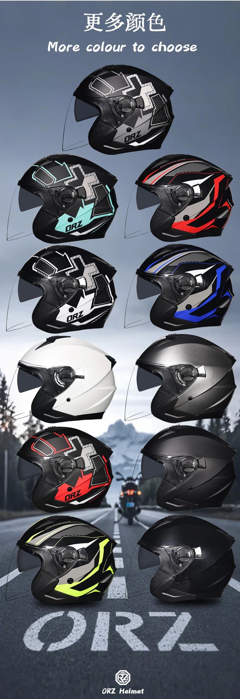 ORZ Modular Flip Up Motorcycle Helmet DOT Approved Dual Lens Motorbike Helmet for Men Women