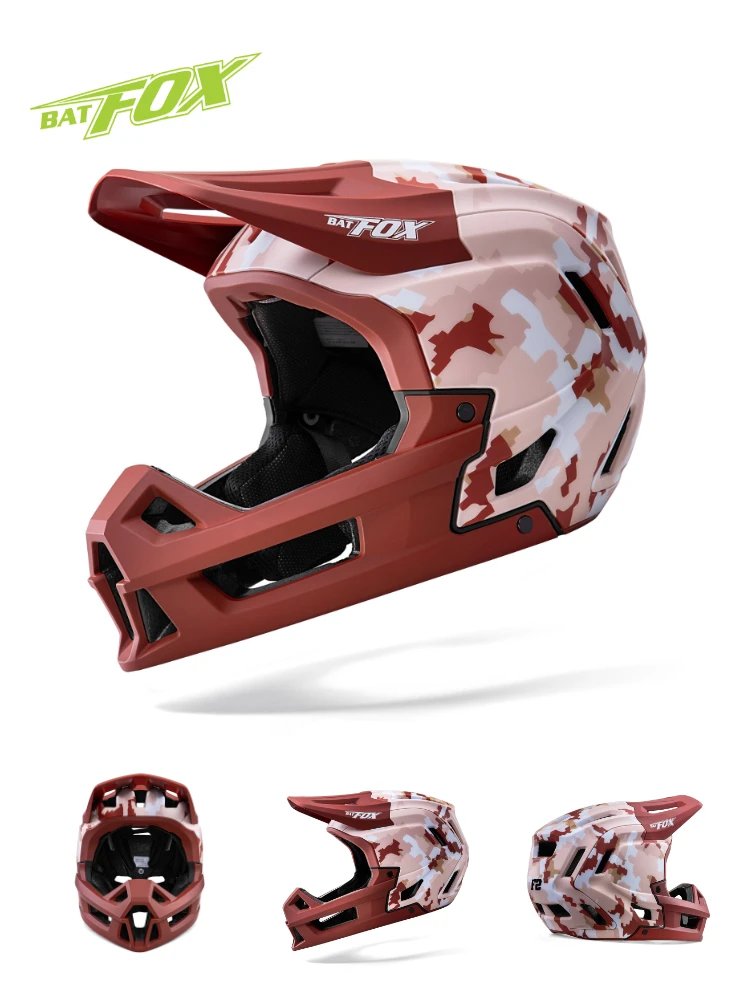 BATFOX Full Face Bike Helmet Off Road Speed Reduction Downhill Protect MTB Bicycle Helmet BMX Riding Racing Gear Cycling Helmets